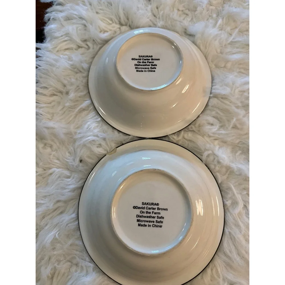 Sakura David Carter Brown On the Farm Rooster Bowls Set of 2 Farmhouse Decor